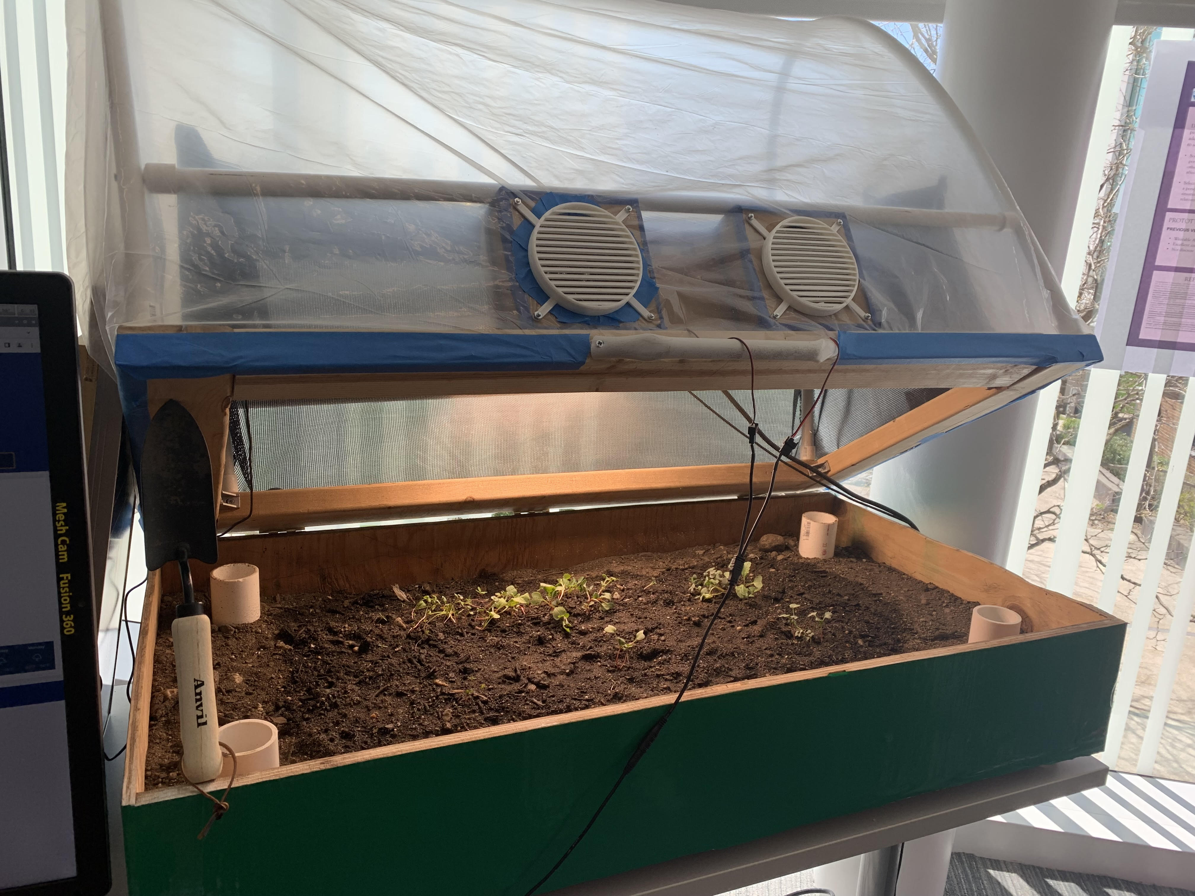 Final BloominBeds prototype with integrated ventilation and live plants