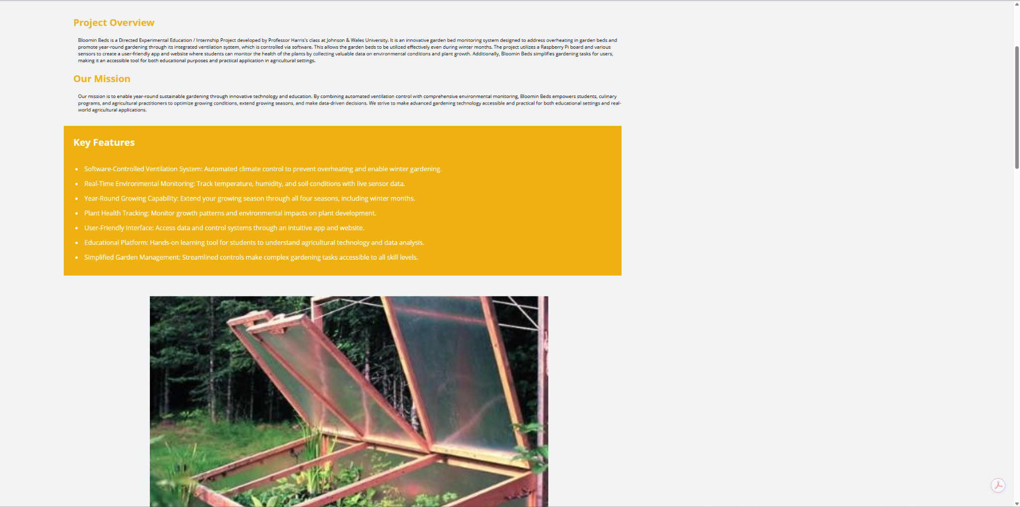 BloominBeds ventilation control interface