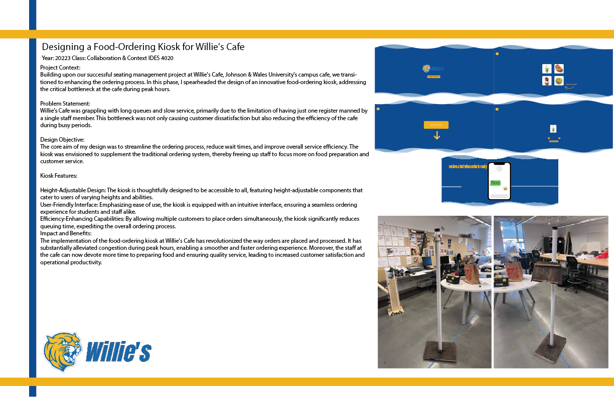 Willie's Café collaboration portfolio board showing research process and proposals