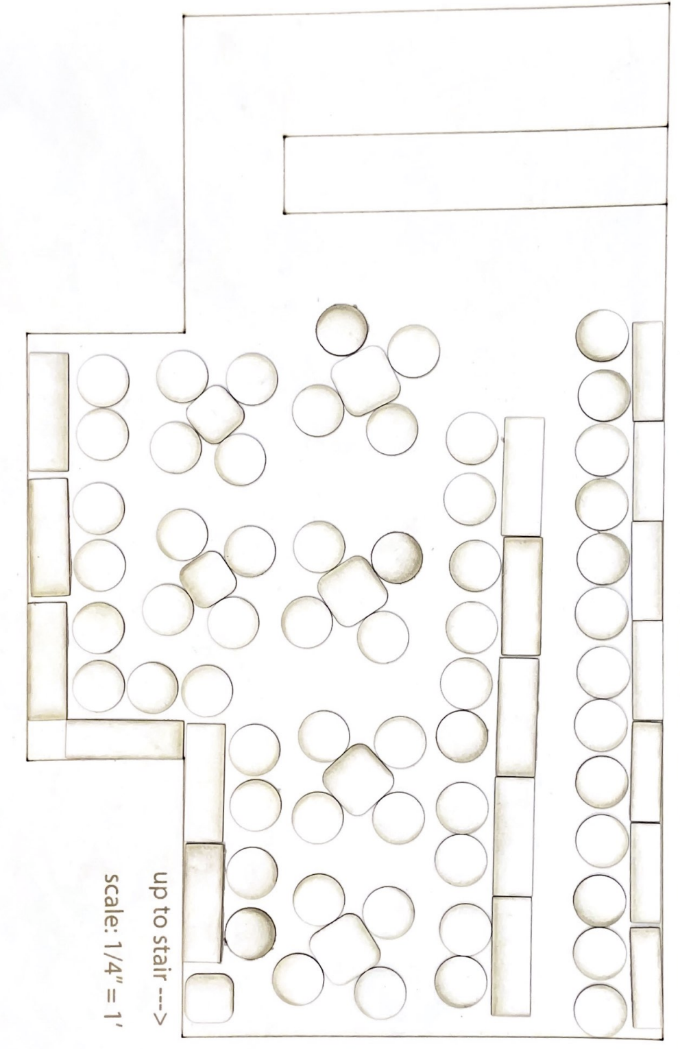Cafeteria-style and bar-style seating concepts derived from observational data